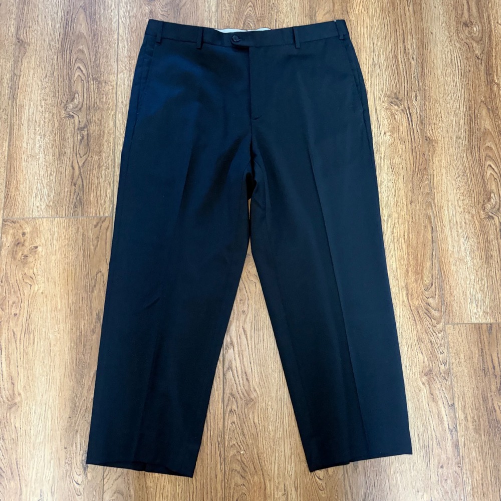 90s Zanella Todd Mens 38x28 Wool Dress Pants Black Made in Italy VTG stretch